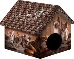 Дом PerseiLine ик Дизайн Котята и мешковина для кошек 33*33*40 см (00094/ДМД-1)