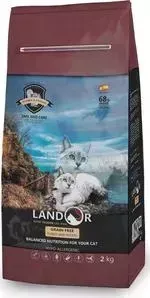 Сухой корм LANDOR Adult Cat Grain Free Turkey and Potato беззерновой гипоаллергенный с индейкой и картофелем для взрослых кошек 2кг