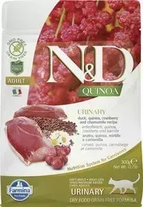 Сухой корм Farmina ND Cat GF Quinoa Urinary Duck Cranberry Chamomile беззерновой с уткой клюквой и ромашкой профилактика МКБ для кошек 300г: характери