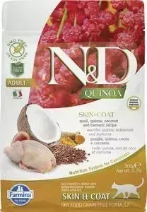 Сухой корм Farmina ND Cat GF Quinoa Skin Coat Quail Coconut Turmeric беззерновой с перепелкой киноа кокосом и куркумой для кошек 300г