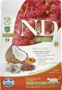 Сухой корм Farmina ND Cat GF Quinoa Skin Coat Herring Coconut Turmeric беззерновой с сельдью киноа кокосом и куркумой для кошек 300г