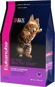 Сухой корм Eukanuba Kitten Healthy Start Rich in Poultry с домашней птицей для котят 2кг