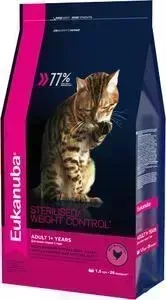 Сухой корм Eukanuba Adult Cat Sterilised / Weight Control Rich in Poultry с домашней птицей для стерилизованных и с избыточным весом кошек 1,5кг: хара