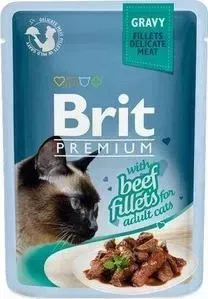 Паучи Brit Premium GRAVY with Beef Fillets for Adult Cats кусочки в соусе с говяжим филе для взрослых кошек 85г (518555)
