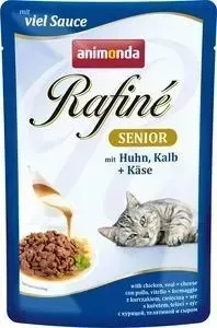 Паучи Animonda Rafine Senior with Chicken, Veal + Cheese с мясом курицы, телятиной и сыром для пожилых кошек 100г (83802)