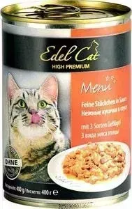 Консервы Edel Cat Menu нежные кусочки в соусе три вида мяса птицы для кошек 400г (17304)