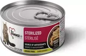 Консервы 1-ST CHOICE Adult Cat Sterelized Grain Free Shredded Chicken с курицей для стерилизованных кошек 85г (102.6.023)
