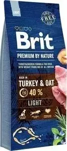 Сухой корм Brit Premium by Nature Ligh Hight in Turkey Oat с индейкой и овсом для собак всех пород склонных к полноте 15кг (526604)