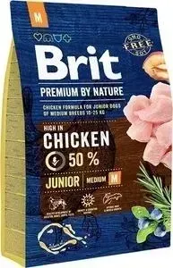 Сухой корм Brit Premium by Nature Junior M Hight in Chicken с курицей для молодых собак средних пород 3кг (526321)