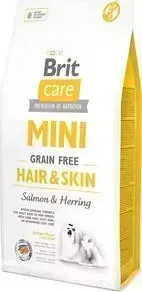 Сухой корм Brit Care MINI Grain-Free Hair Skin Salmon Herring беззерновой с лососем и сельдью для собак мелких пород 7кг (520244)