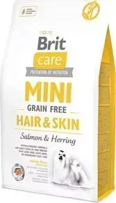 Сухой корм Brit Care MINI Grain-Free Hair Skin Salmon Herring беззерновой с лососем и сельдью для собак мелких пород 2кг (520220)