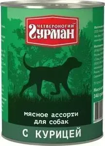 Консервы Четвероногий гурман Мясное ассорти с курицей для собак 340г
