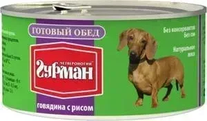 Консервы Четвероногий гурман Готовый обед говядина с рисом для собак 325г