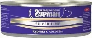 Консервы Четвероногий гурман Silver Line курица с лососем для собак 100г