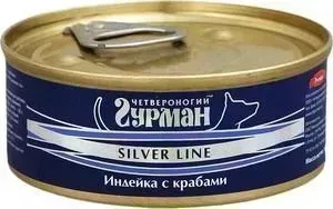 Консервы Четвероногий гурман Silver Line индейка с крабами для собак 100г