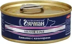 Консервы Четвероногий гурман Silver Line говядина с кальмарами для собак 100г