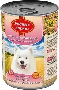 Корм Родные Корма Птица с потрошками в желе по-московски для собак 970г