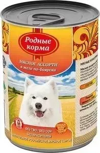 Корм Родные Корма Мясное ассорти в желе по-боярски для собак 970г