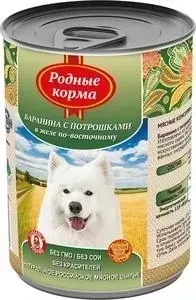 Корм Родные Корма Баранина с потрошками в желе по-восточному для собак 970г