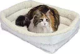 Лежанка Midwest Quiet Time Deluxe Fleece Double Bolster Bed 22" флисовая с двойным бортом 53х30 см белая для кошек и собак