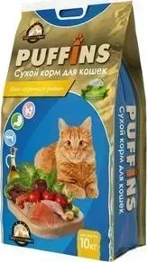 Сухой корм Puffins Микс курочка рыбка для кошек 10кг