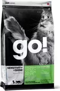Сухой корм GO! NATURAL Holistic Cat Sensitivity+ Shine Grain Free Trout Salmon Recipe беззерновой с форелью и лососем для кошек 3,63кг (20036)