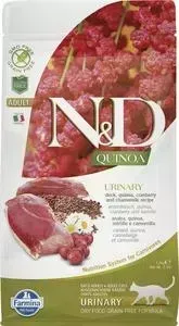 Сухой корм Farmina ND Cat GF Quinoa Urinary Duck Cranberry Chamomile беззерновой с уткой клюквой и ромашкой профилактика МКБ для кошек 1,5кг