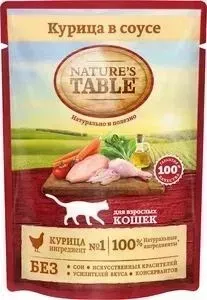 Паучи NATURE&amp;#039;S TABLE NATURE&S TABLE Курица в соусе для взрослых кошек 85г (10174799)
