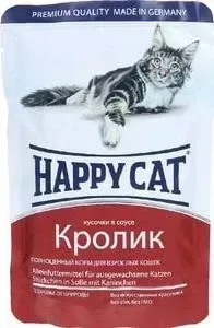 Паучи Happy Cat Кролик кусочки в соусе для взрослых кошек 100г (1002313)