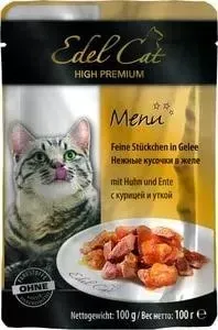 Паучи Edel Cat Menu нежные кусочки в желе с курицей и уткой для кошек 100г (08106)