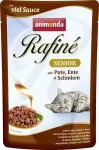 Паучи Animonda Rafine Senior with Turkey, Duck + Ham с мясом индейки, уткой и ветчиной для пожилых кошек 100г (83801)