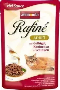 Паучи Animonda Rafine Adult with Poultry, Rabbit + Ham с мяса домашней птицей, кроликом и ветчиной для кошек 100г (83790)