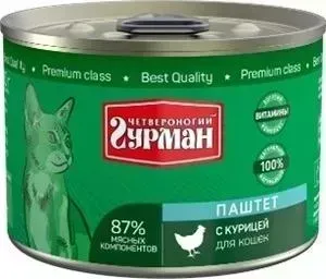 Консервы Четвероногий гурман Паштет с курицей для кошек 190г