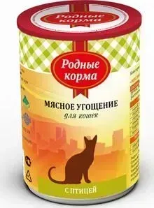 Корм Родные Корма Мясное угощение с Птицей для кошек 340г