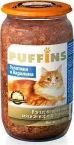 Консервы Puffins Телятина и баранина для кошек 650г