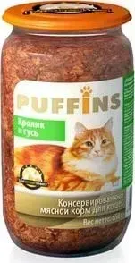 Консервы Puffins Кролик и гусь для кошек 650г