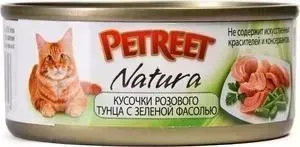Консервы Petreet Natura кусочки розового тунца с зеленой фасолью для кошек 70г