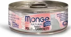 Консервы Monge Cat Natural Tuna and Chicken with Shrimp с тунцом, курицей и креветками для кошек 80г