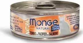 Консервы Monge Cat Natural Pacific Tuna with Salmon с тихоокеанским тунцом и лососем для кошек 80г