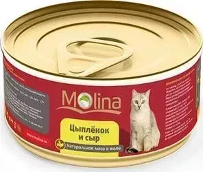 Консервы Molina Натурально мясо в желе цыпленок и сыр для кошек 80г (0948)