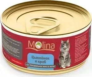 Консервы Molina Натурально мясо в желе цыпленок и краб для кошек 80г (0887)