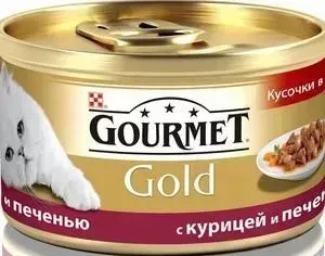 Консервы Gourmet Gold кусочки в соусе с курицей и печенью для кошек 85г (12130919)