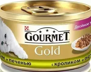 Консервы Gourmet Gold двойное удовольствие кусочки в соусе с кроликом и печенью для кошек 85г (12032395)