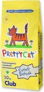 Наполнитель PrettyCat Супер белый комкующийся для кошек 10кг Club