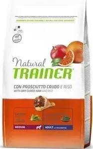 Сухой корм Trainer Natural Medium Adult with Dry-Cured Ham and Rice с сыровяленой ветчиной и рисом для взрослых собак средних пород 3кг: характеристик
