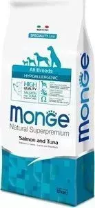 Сухой корм Monge Speciality Line Adult Dog All Breed Hypoallergenic Salmon and Tuna гипоаллергенный с лососем и тунцом для взрослых собак 12кг