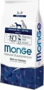 Сухой корм Monge Daily Line Adult Dog Medium Rich in Chicken с курицей для взрослых собак средних пород 12кг
