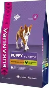 Сухой корм Eukanuba Puppy Medium Breed with Chicken с курицей для щенков средних пород 15кг