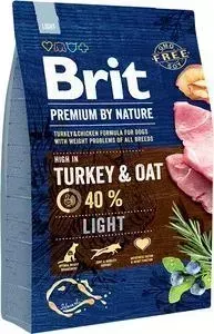 Сухой корм Brit Premium by Nature Ligh Hight in Turkey Oat с индейкой и овсом для собак всех пород склонных к полноте 3кг (526581)