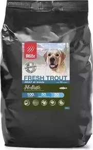 Сухой корм BLITZ Holistic Adult All Breeds Low Grain Fresh Trout низкозерновой с форелью для собак всех пород 12кг